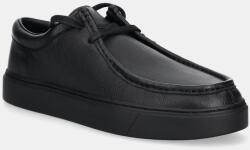 Calvin Klein bőr mokaszin HYBRID APRON LACE UP LTH fekete, HM0HM01893 - fekete Férfi 46