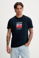 Tommy Jeans pamut póló sötétkék, nyomott mintás, DM0DM21940 - sötétkék M