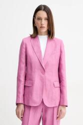 Weekend Max Mara len blézer rózsaszín, sima, egysoros gombolású, 2515041012600 - rózsaszín 34