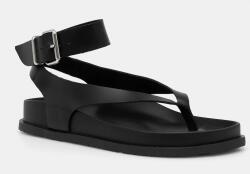 Tommy Jeans bőr szandál TJW ANKLE STRAP SANDAL fekete, EN0EN02873 - fekete Női 38