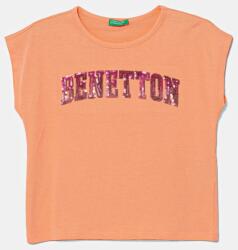 Benetton gyerek pamut póló narancssárga, 3I1XC10P1 - narancssárga 160