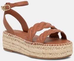 Tommy Hilfiger bőr szandál LEATHER ROPE REAL ESPAD SANDAL barna, női, platformos, FW0FW08496 - barna Női 36