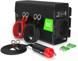 Green Cell INV17 Autós Inverter 24 V-ról 230 V-ra Feszültség Növelő 500 W/1000 W, Tiszta Szinuszhullám Buszhoz, Kamionhoz, Teherautóhoz