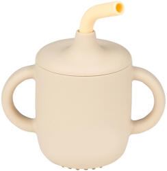 Nattou itatópohár szívószálas szilikon 150ml homok