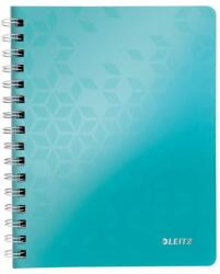 Leitz Spirálfüzet, A5, vonalas, 80 lap, LEITZ Wow, jégkék (E46390051)