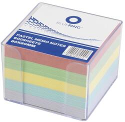 Bluering Kockatömb 8x8x6, 5cm, ragasztás nélküli, transzparens tartóban színes pasztell 8x8x6, 5cm, Bluering® (894557) - irodasziget
