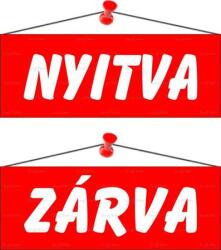  Információs tábla, 22×8, 5 cm, kétoldalas, Nyitva/Zárva, piros (LUIN007)