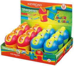 Keyroad Hegyező 2 lyukú tartályos, fedeles, ceruzahegy gömbölyítő 12 db/display Keyroad Colour Special vegyes színek (38419) - irodasziget