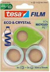 tesa Ragasztószalag 19mmx10m irodai újrahasznosított 2 db víztiszta szalag+adagoló Tesa Eco & Crystal (55646) - irodasziget