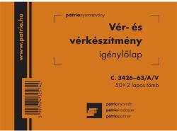 Pátria Nyomtatvány Vér, vérkészítmény igénylőlap 50×2 lapos tömb A/6 (C.3426-63/A/V)