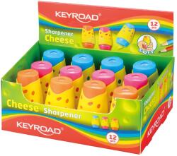 Keyroad Hegyező 2 lyukú tartályos, fedeles 12 db/display Keyroad Cheese vegyes színek (38415) - irodasziget