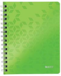 Leitz Spirálfüzet, A5, vonalas, 80 lap, LEITZ Wow, zöld (E46390054)