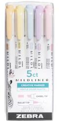 Zebra Szövegkiemelő készlet, 1, 4/4 mm, kétvégű, ZEBRA Mildliner Highlighter Gentle, 5 különböző szín (TZ78705)