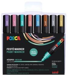 uni Dekormarker 0, 9-1, 3mm, Uni Posca PC-3M 8 db-os készlet. metál (57202) - irodasziget