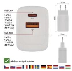 EMOS GaN PD 45 W max. univerzális USB töltő (EMOS_V04G45) (EMOS_V04G45)