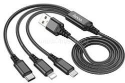 hoco. X76 3in1 gyorstöltő kábel (Type-C, Micro, Lightning), 100W, 1.2m, fekete (HC767370) (HC767370)