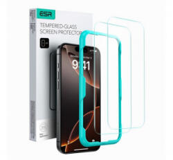 ESR képernyővédő üveg 2db (2.5D, 0.33mm, 9H + segédkeret) ÁTLÁTSZÓ Apple iPhone 16 Pro Max (GP-162980) - aqua