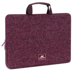 RIVACASE Anvik 13.3" laptop sleeve, red/maroon, with handle, waterproof material, plush interior, back pocket for smartphone, business cards, accessories (RC7913_RD)
