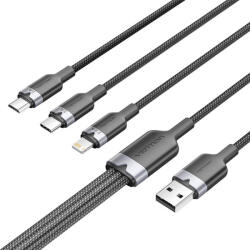 Vention USB 2.0 A hím és 3 az 1-ben USB-C, Lightning és Micro-B hím kábel Vention 3A CTPBG 1.5m (CTPBG)