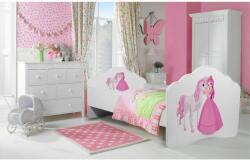 ADRK Ágy matraccal CASIMO PRINCESS WITH HORSE 140x70, Fehér - mindigbutor