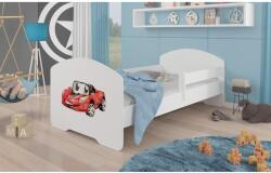 ADRK Ágy matraccal és korláttal PEPE RED CAR 140x70, Fehér - mindigbutor