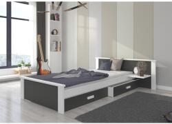 ADRK Ágy matraccal ALDEX SHELF 200x90, Fehér, Füstszürke - mindigbutor