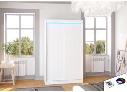 ADRK LED világítással ellátott tolóajtós szekrény COLLIN 120, Fehér, Fehér - mindigbutor