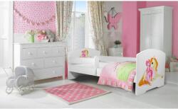ADRK Ágy matraccal és korláttal PEPE GIRL WITH UNICORN 160x80, Fehér - mindigbutor