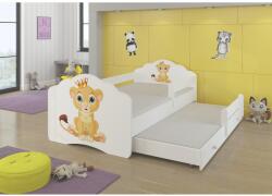 ADRK Kétszemélyes ágy korláttal és matracokkal CASIMO II LION 160x80, Fehér - mindigbutor