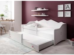 ADRK Dupla ágy EMKA II Pink matraccal 160x80, Fehér, Rózsaszín szívecske mintával - mindigbutor