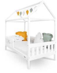 New Baby Gyermek ház alakú ágy korláttal és ágyráccsal New Baby CASTELLO 160x80 cm fehér - pindurka