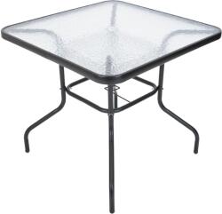 ROJAPLAST ZWMT Kerti asztal, fém, üveg asztallap, 80×80 cm (YLGT-049)