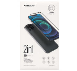 Nillkin képernyővédő üveg 2in1 (3D, 0.33mm, 9H + kameravédő fólia) FEKETE Apple iPhone 14 Pro Max (GP-126183) (GP-126183)
