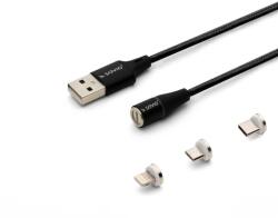 SAVIO 3az1-ben type-C, Micro USB, Lightning mágneses kábel 1m fekete (CL-152) (CL-152) (CL-152)