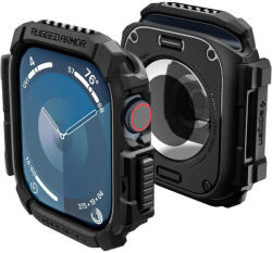Apple Watch 10 (46 mm), Szilikon védőkeret, ütésálló, szíj nélkül, Spigen Rugged Armor, fekete