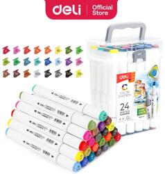 Deli Color Emotion Sketch Marker 24 db-os kétvégű kerek és vágott heggyel, háromszög test (DEL70803-24)