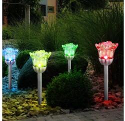  Rózsa formájú napelemes kerti LED lámpa - színváltós, IP44, 36, 5 cm