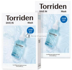 Torriden DIVE-IN Hyaluronsav Arcmaszk Érzékeny Száraz Bőrre, Illatmentes, Alkoholmentes, Színezékmentes, Vegán, Állatkísérlet-mentes Koreai Bőrápolás