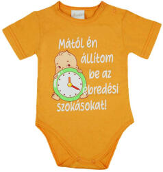 Feliratos rövid ujjú kislány baba body narancs (23834066062)