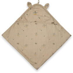 Nuuroo Prosop cu gluga din muselina de bumbac organic - Danila - Beige Surfer - 100 X 100 cm - Nuuroo