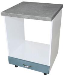 Spectral Mobila Corp pentru cuptor incorporabil cu sertar Zebra, Alb/MDF Albastru, cu blat beton, 60 x 85 x 60 cm