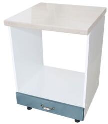 Spectral Mobila Corp pentru cuptor incorporabil cu sertar, Zebra, Alb/MDF Albastru cu blat travertin, 60 x 85 x 60 cm