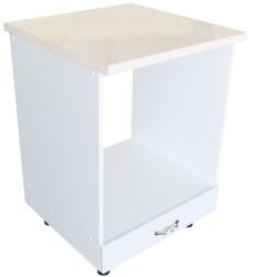 Spectral Mobila Corp pentru cuptor incorporabil cu sertar Zebra, Alb/MDF Alb mat, cu blat Travertin, 60 x 85 x 60 cm