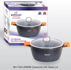 BOHMANN Cratita tip tuci Bohmann 5, 0 litri, 26X26X11.7 CM , interior exterior granit, cu capac (BH 7350- 26MRB)