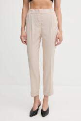 United Colors of Benetton nadrág vászonkeverékből bézs, magas derekú cigaretta fazonú, 49KBDF090 - bézs S