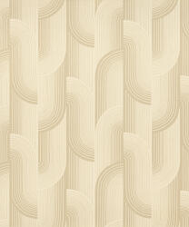  Ívelt formákből épülő art deco hatású geometriai design krém krémes-bézs és karamell tónus tapéta (PW3105)