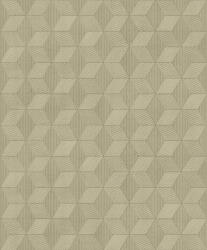 Kifinomult vonalakkal felépített bravúros geometria design homokszín bézs és szürkésbézs tónus aranyszálak fémes csillogásával tapéta (ORB502)