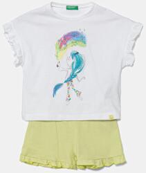 United Colors of Benetton gyerek pamut pizsama 2 db fehér, nyomott mintás, 30960P08C - fehér 90