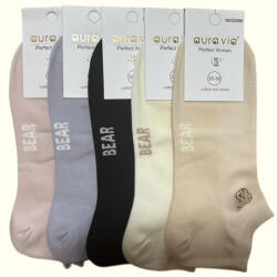 aura. via Aura Via Női bokazokni 5 pár - BEAR feliratos, kis mackós mintával (AU2599)