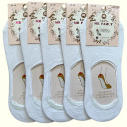 MR PAMUT női fehér titokzokni (5 pár, 100% pamut, szilikonos sarokkal, orrvarrás nélküli) (MR6330)